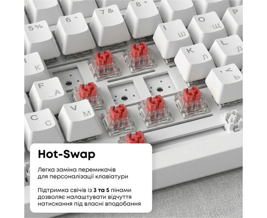 Клавиатура Ajazz AK820 Red Switch USB-C UA White (AK820-R-W), изображение 11