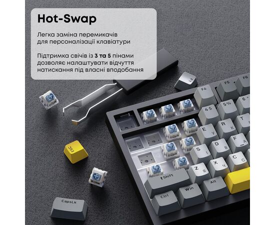 Клавиатура Ajazz AK820 Sea Salt Switch RGB USB-C UA Black (AK820-SS-BGY), изображение 11