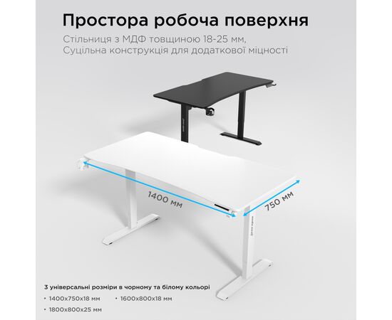 Компьютерный стол Anda Seat Xtreme White (AD-D-DD1-1400-07-W), изображение 12