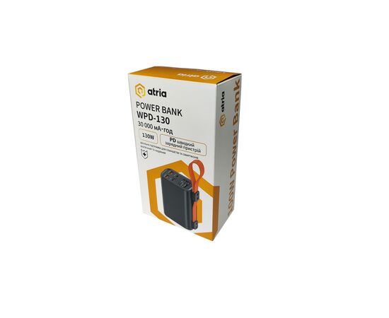 Батарея универсальная Atria 30000mAh, 130W, USB-C laptop/phone (WPD-130), изображение 8