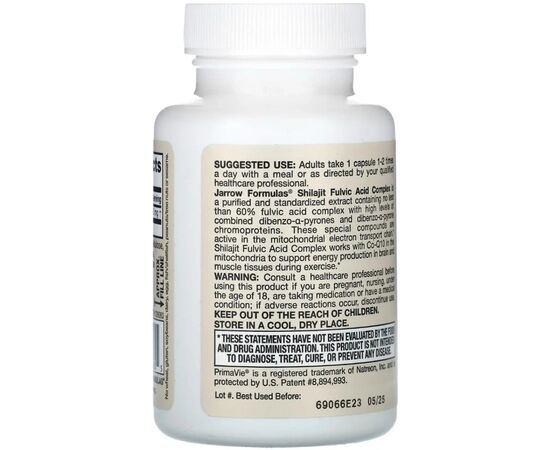 Вітамінно-мінеральний комплекс Jarrow Formulas Комплекс з муміє та фульвокислотою, 250 мг, Vegan Shilajit Fulvic Acid (JRW-29060), зображення 3