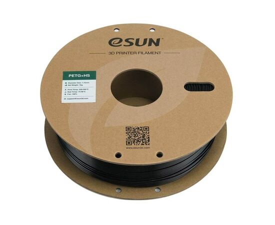 Пластик для 3D-принтера eSUN ePETG+HIGH SPEED 1,75mm 1kg SOLID BLACK (EPETG+HS-P175SB1), зображення 3