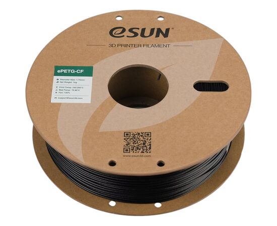 Пластик для 3D-принтера eSUN ePETG-CF 1,75mm 1kg BLACK (EPETG-CF-P175B1), зображення 3