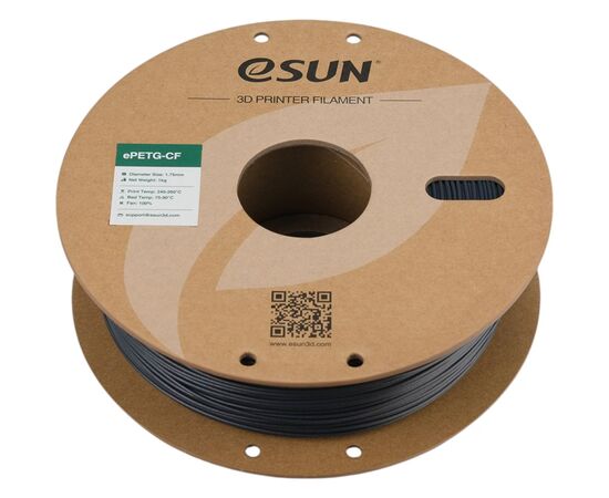 Пластик для 3D-принтера eSUN ePETG-CF 1,75mm 1kg DARK GREY (EPETG-CF-P175AH1), зображення 3