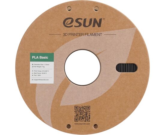 Пластик для 3D-принтера eSUN PLA BASIC 1,75mm 1kg BLACK (PLA-BASIC175B1P1), зображення 2