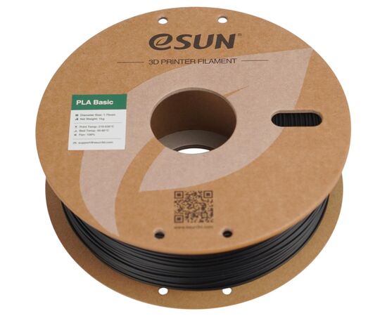 Пластик для 3D-принтера eSUN PLA BASIC 1,75mm 1kg BLACK (PLA-BASIC175B1P1), зображення 3