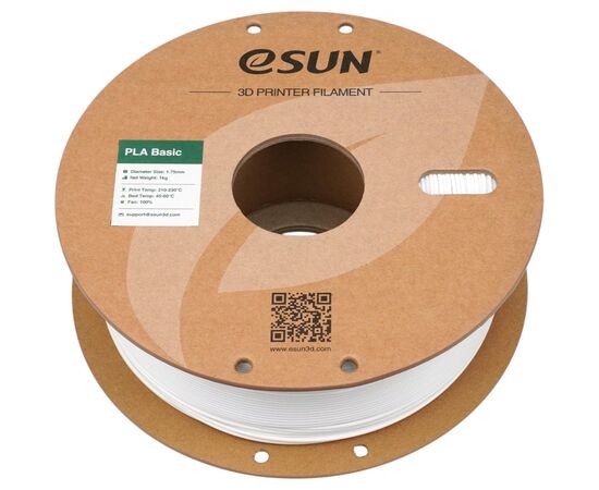 Пластик для 3D-принтера eSUN PLA BASIC 1,75mm 1kg WHITE (PLA-BASIC175W1P1), зображення 3