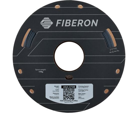 Пластик для 3D-принтера Polymaker ASA-CF08 Fiberon 1,75mm 0,5kg Dark Grey (FF02005), изображение 2