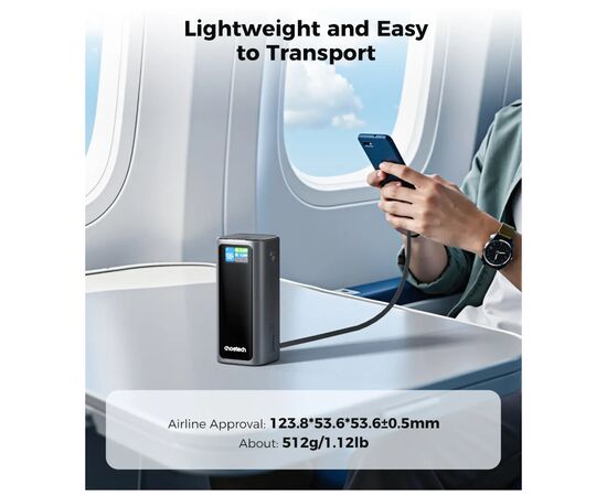 Батарея универсальная Choetech 20000mAh, PD/130W, QC, AFC , TFT, pass-through charging (B815C), изображение 10