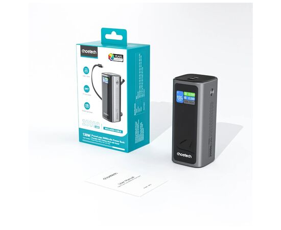 Батарея универсальная Choetech 20000mAh, PD/130W, QC, AFC , TFT, pass-through charging (B815C), изображение 4