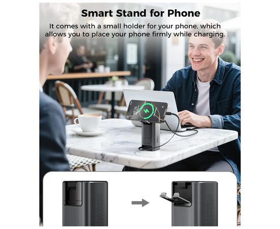 Батарея универсальная Choetech 20000mAh, PD/130W, QC, AFC , TFT, pass-through charging (B815C), изображение 8