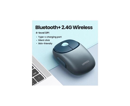 Мышка Ugreen MU102 Wireless/Bluetooth Black (90538), изображение 2