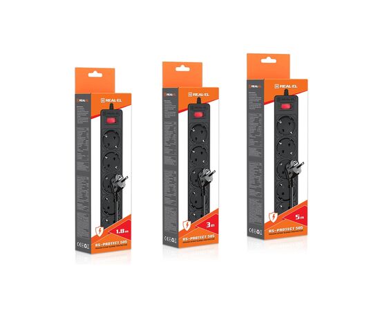 Мережевий фільтр живлення REAL-EL RS-Protect 505, 3m, black (EL122300045), зображення 11