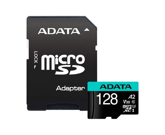 Карта памяти ADATA 128GB microSD class 10 UHS-I U3 V30 A2 Premier Pro SD 6.0 (AUSDX128GUI3V30SA2-RA1)