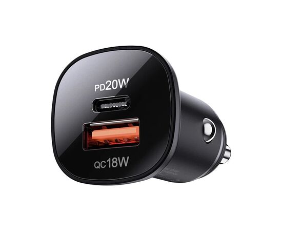 Зарядное устройство Acefast 1xUSB-C PD20W + 1xUSB QC3.0 18W car adapter metal (6974316280330), изображение 2