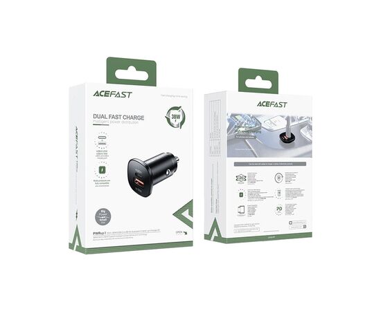 Зарядное устройство Acefast 1xUSB-C PD20W + 1xUSB QC3.0 18W car adapter metal (6974316280330), изображение 3