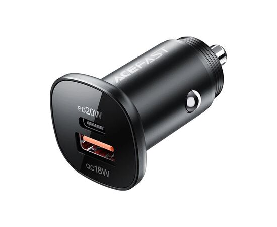 Зарядное устройство Acefast 1xUSB-C PD20W + 1xUSB QC3.0 18W car adapter metal (6974316280330)