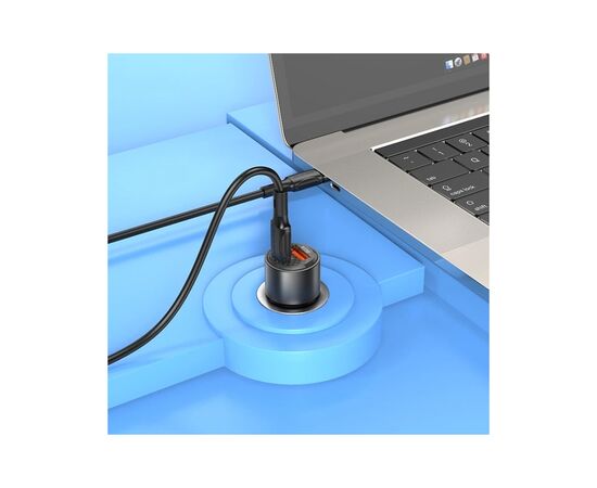 Зарядний пристрій BOROFONE 1xUSB-C PD65W + 1xUSB QC3.0 83W car adapter transparent black (6941991101625), зображення 3