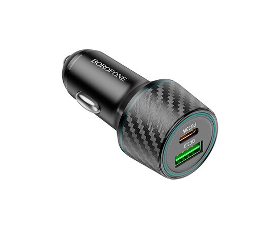 Зарядний пристрій BOROFONE 1xUSB-C PD30W + 1xUSB QC3.0 48W car adapter black (6941991101175), зображення 3