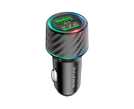 Зарядний пристрій BOROFONE 2xUSB QC3.0 36W car adapter black (6941991101205)