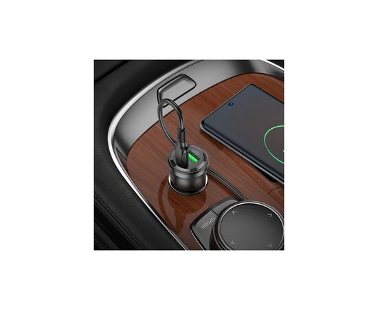 Зарядний пристрій BOROFONE 1xUSB-C PD + 1xUSB 38W car adapter transparent black (6941991106965), зображення 7