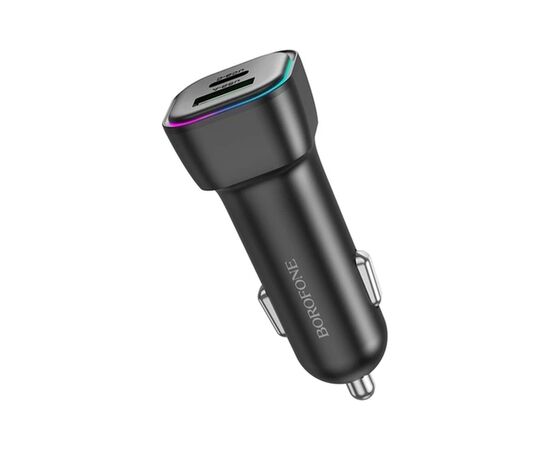 Зарядний пристрій BOROFONE 1xUSB-C PD30W + 1xUSB QC3.0 car adapter black (6941991110818), зображення 4