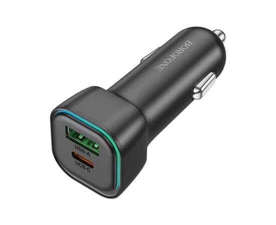Зарядний пристрій BOROFONE 1xUSB-C PD30W + 1xUSB QC3.0 car adapter black (6941991110818), зображення 5