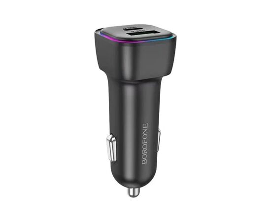 Зарядний пристрій BOROFONE 1xUSB-C PD30W + 1xUSB QC3.0 car adapter black (6941991110818)