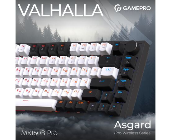 Клавиатура GamePro Asgard Valhalla QLAB Sakura Switch RGB Bluetooth/Wireless/USB-C UA Black (MK160-B-QS-PRO), изображение 6