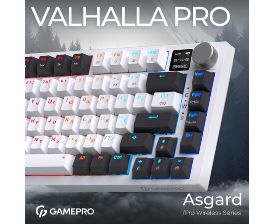 Клавиатура GamePro Asgard Valhalla Pro QLAB Sakura Switch RGB Bluetooth/Wireless/USB-C UA White (MK160-W-D-QS-PRO), изображение 6