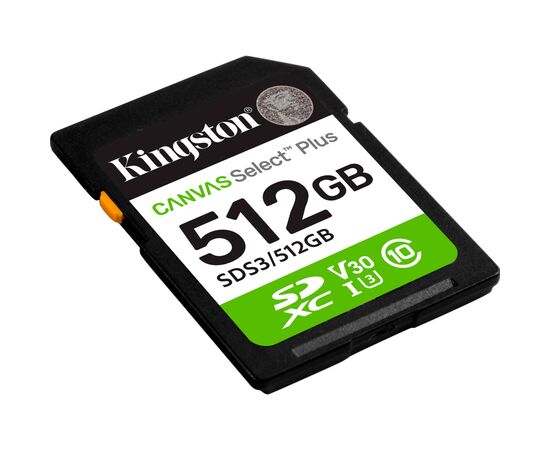 Карта памяти Kingston 512GB SDXC class 10 UHS-I U3 V30 A1 Canvas Select Plus (SDS3/512GB), изображение 2