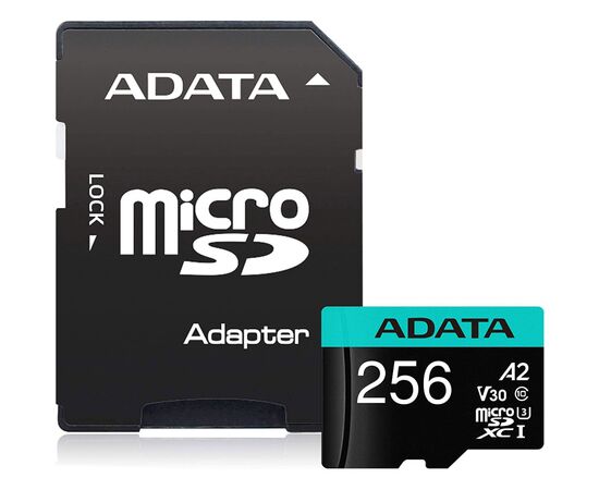 Карта памяти ADATA 256GB microSD class 10 UHS-I U3 V30 A2 Premier Pro SD 6.0 (AUSDX256GUI3V30SA2-RA1), изображение 3