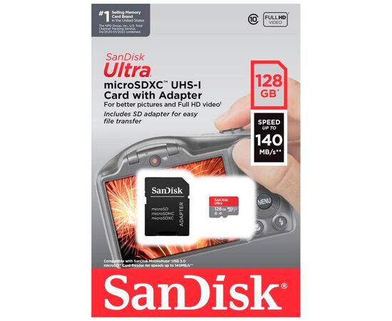 Карта пам'яті SanDisk 128GB microSD class 10 UHS-I A1 Ultra (SDSQUAB-128G-GN6IA), зображення 3