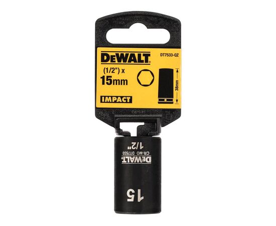 Торцева головка DeWALT IMPACT ударная короткая, 1/2" х 15 мм, шестигранная (DT7533), зображення 2