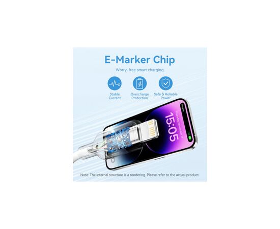 Дата кабель USB-C to Lightning 1.0m PD27W PVC blue Vention (LAKSF), зображення 6