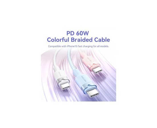 Дата кабель USB-C to USB-C 1.0m 60W aluminum alloy white Vention (TRDWF), зображення 2