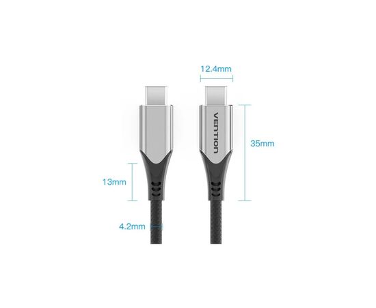 Дата кабель USB-C to USB-C 0.5m 60W USB 3.1 cotton braided Vention (TAAHD), зображення 2