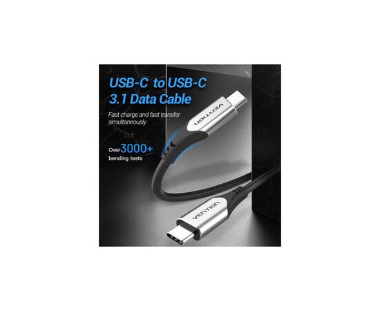 Дата кабель USB-C to USB-C 0.5m 60W USB 3.1 cotton braided Vention (TAAHD), зображення 4