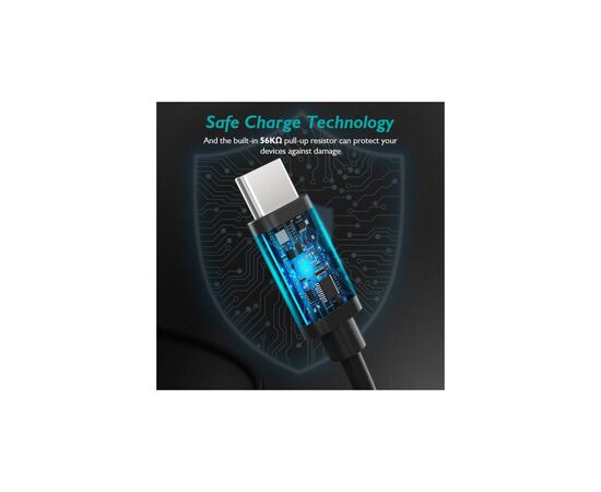 Дата кабель USB 2.0 AM to USB-C 3.0m 18W PVC black Choetech (AC0004-BK), изображение 4