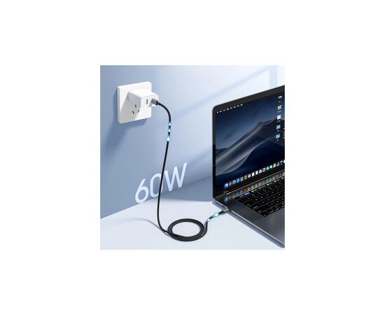 Дата кабель USB-C to USB-C 1.2m 60W braided black Choetech (XCC-1014), изображение 2