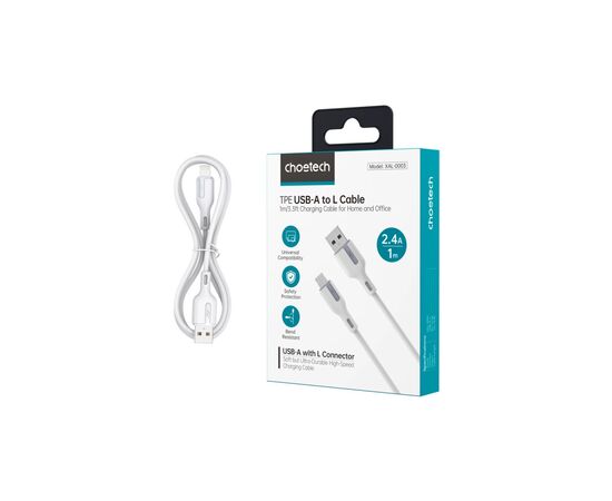 Дата кабель USB 2.0 AM to Lightning 1.0m 2.4A white Choetech (XAL-0003-WH-V2), изображение 4