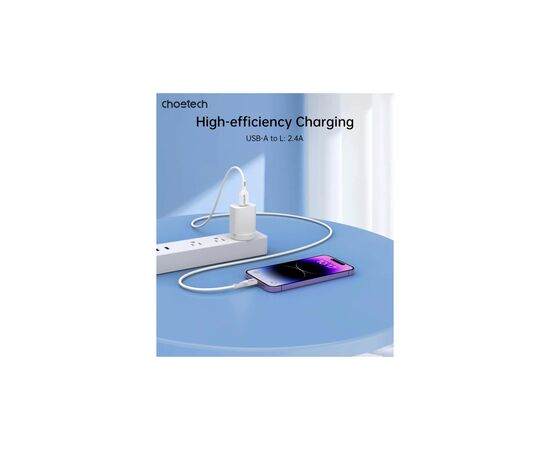 Дата кабель USB 2.0 AM to Lightning 1.0m 2.4A white Choetech (XAL-0003-WH-V2), изображение 6