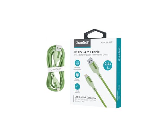 Дата кабель USB 2.0 AM to Lightning 1.0m 2.4A green Choetech (XAL-0003-GN-V2), изображение 2