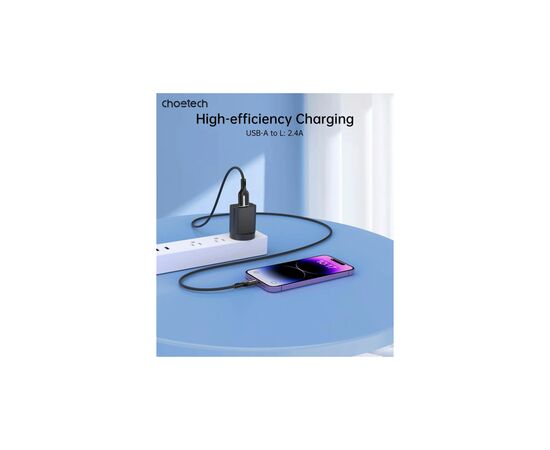 Дата кабель USB 2.0 AM to Lightning 1.0m 2.4A black Choetech (XAL-0003-BK-V2), изображение 4