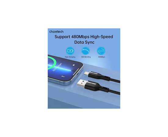 Дата кабель USB 2.0 AM to Lightning 1.0m 2.4A black Choetech (XAL-0003-BK-V2), изображение 5