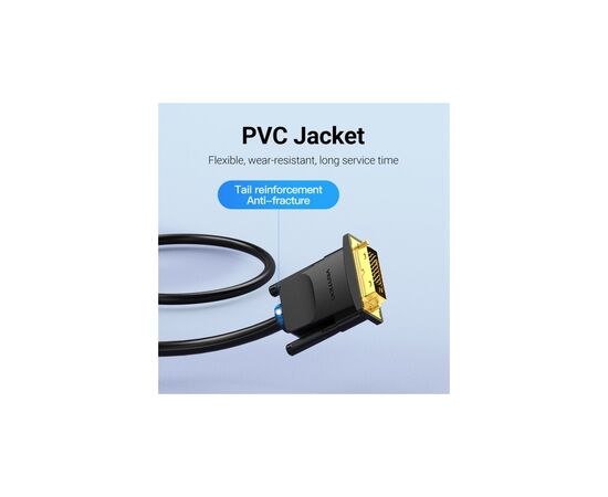 Кабель мультимедийный DVI M to VGA M 1.5m 24+1pin black Vention (EABBG), изображение 10