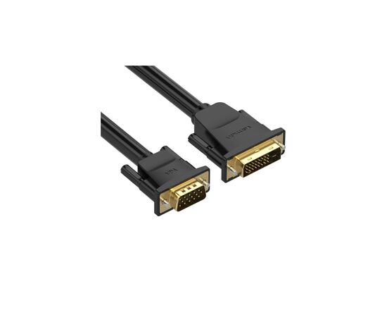Кабель мультимедийный DVI M to VGA M 1.5m 24+1pin black Vention (EABBG), изображение 2