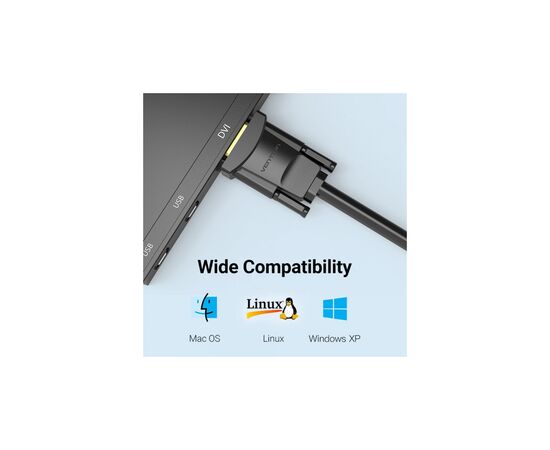 Кабель мультимедийный DVI M to VGA M 1.5m 24+1pin black Vention (EABBG), изображение 9