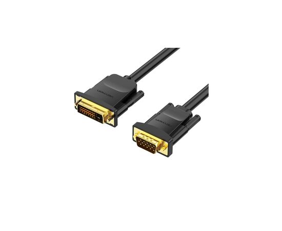 Кабель мультимедийный DVI M to VGA M 1.5m 24+1pin black Vention (EABBG)