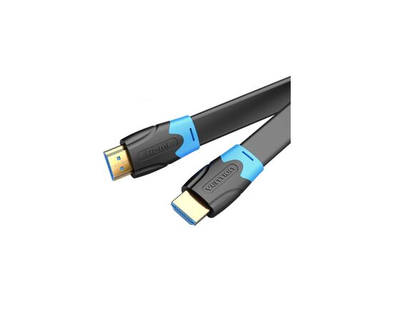 Кабель мультимедийный HDMI M to HDMI M 0.5m V2.0 4K60Hz PVC flat black Vention (AAKBD)